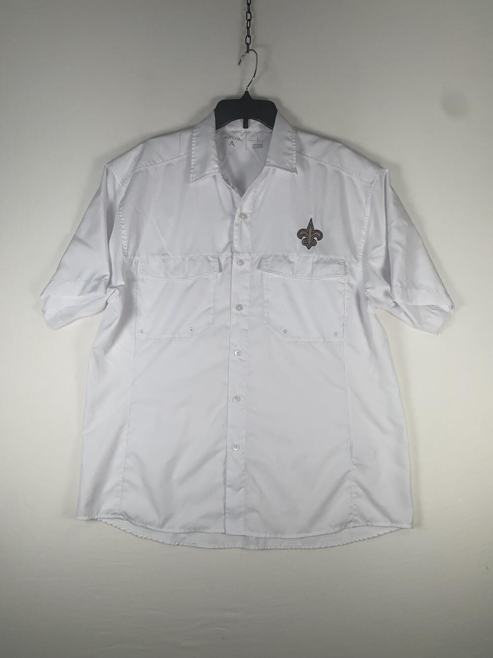 New Orleans Saints Shirt Mens XL White NFL Football Antigua Short Sleeve